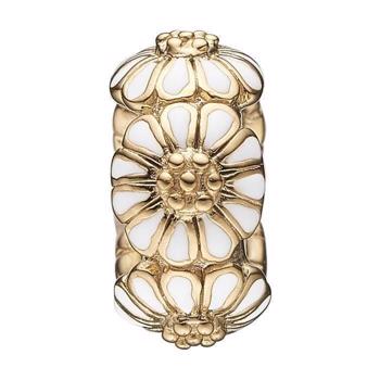 Christina Collect Gold-plated Marguerite Stopper Ring of daisies with white enamel, model 623-G118white